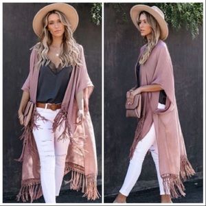 NEW‼️PINK/MAUVE TASSEL KIMONO- kimono